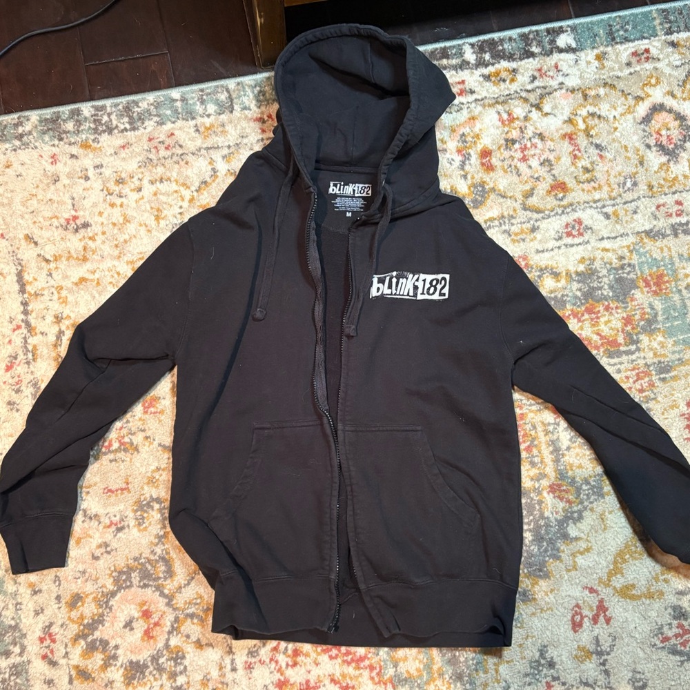 FLAWED - Unisex Blink-182 “Skankin’ Bunny” Edging Rabbit Graphic Zip-up Hoodie - Picture 3 of 4